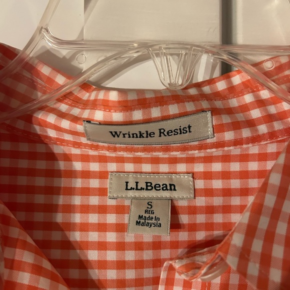 L.L. Bean Women's Coral Gingham Button-Down Shirt - Picture 4 of 4